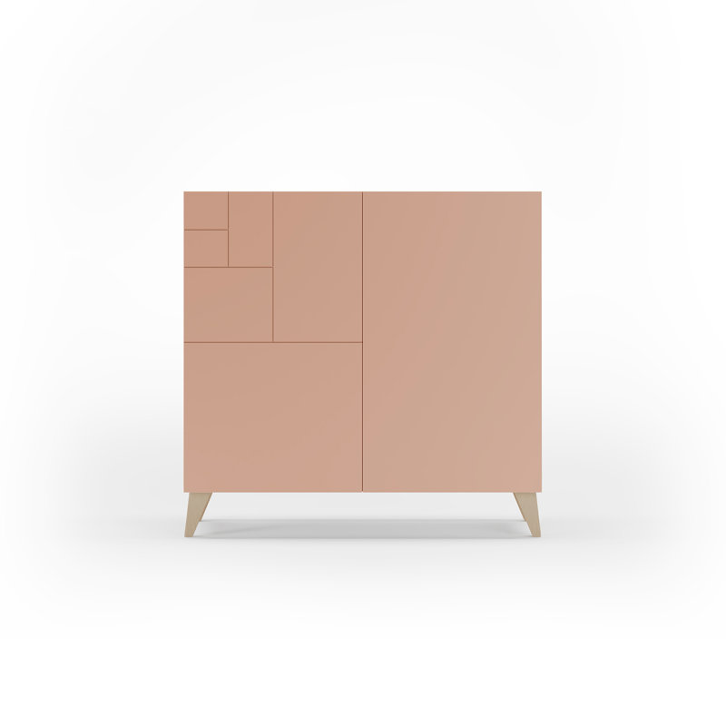 12 Pair Shoe Storage Cabinet, Light Oak/Pink
