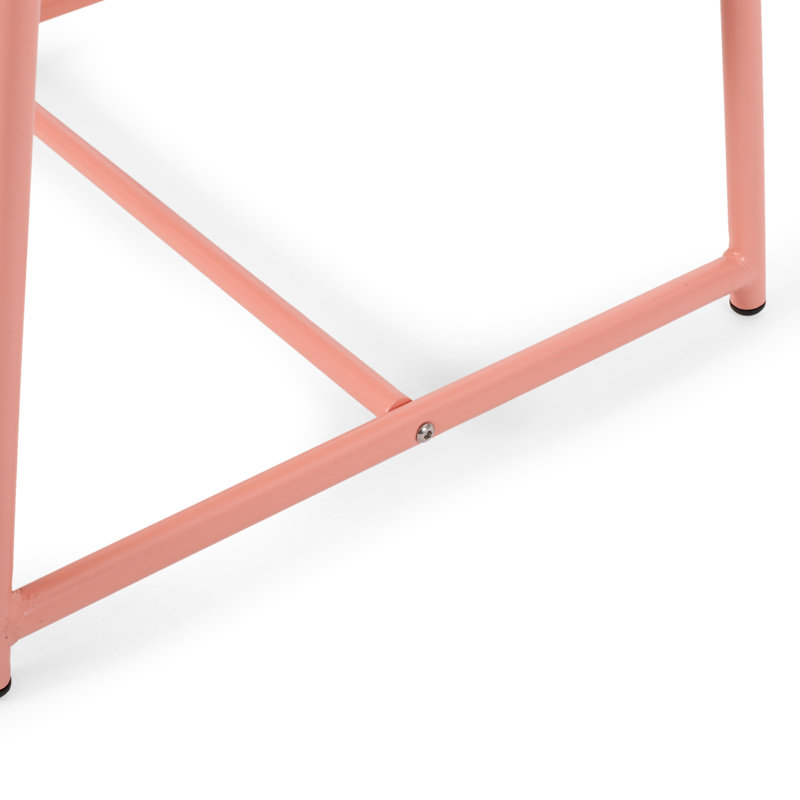 Table d'appoint d'extérieur corail mat, métal avec panneaux à lattes, table moderne à fonctionnalité complète pour l'extérieur, panneaux