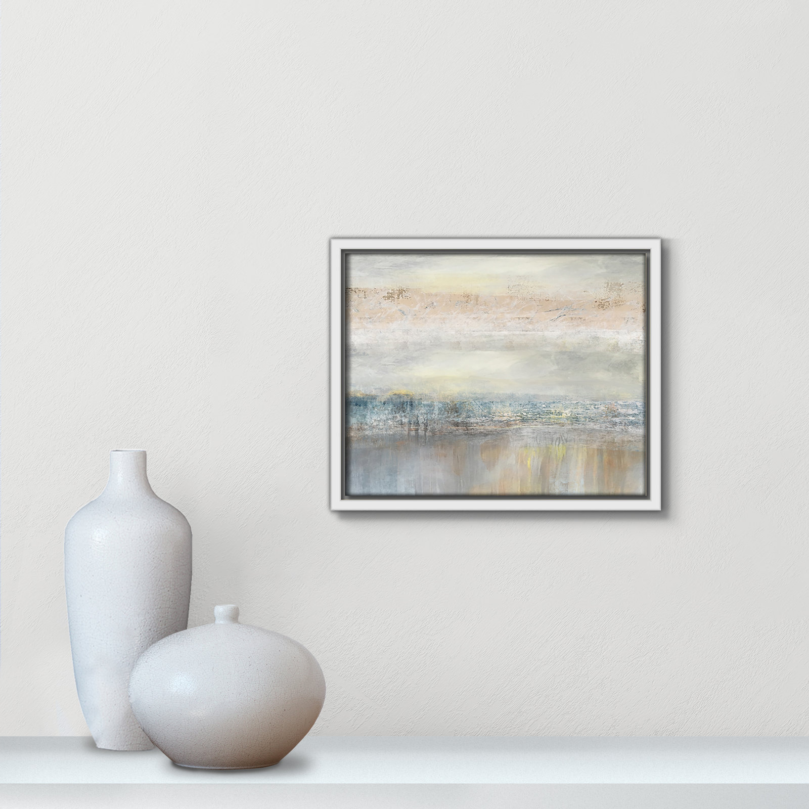 From A Distance by Nan - Painting Print, Picture Framed Canvas, 9.5" H x 11.5" W, Silver