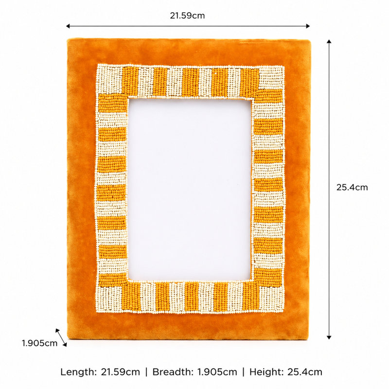 Beads Picture Frame, Yellow/White
