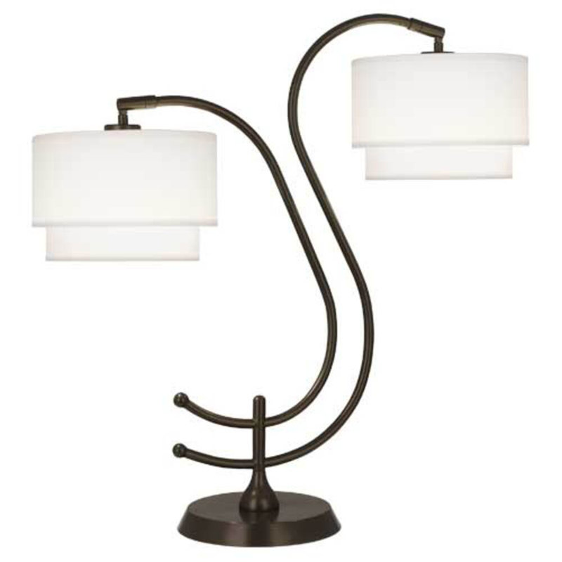 Lampe de bureau 28,25 po Charlee, Bronze foncé, Blanc Ascot