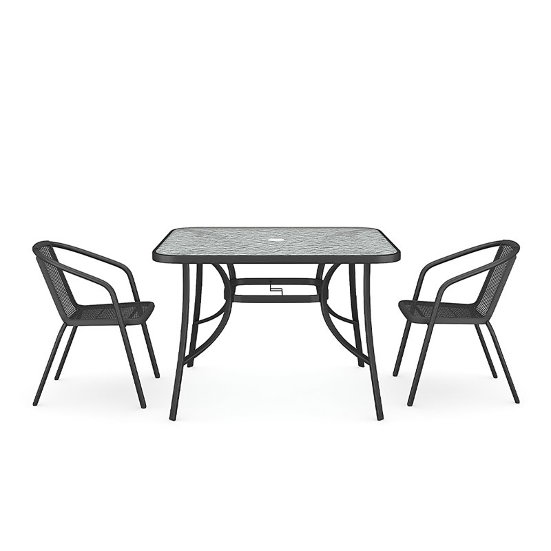 Adeleigh 2 - Person Patio Dining Set with Square Table, Black