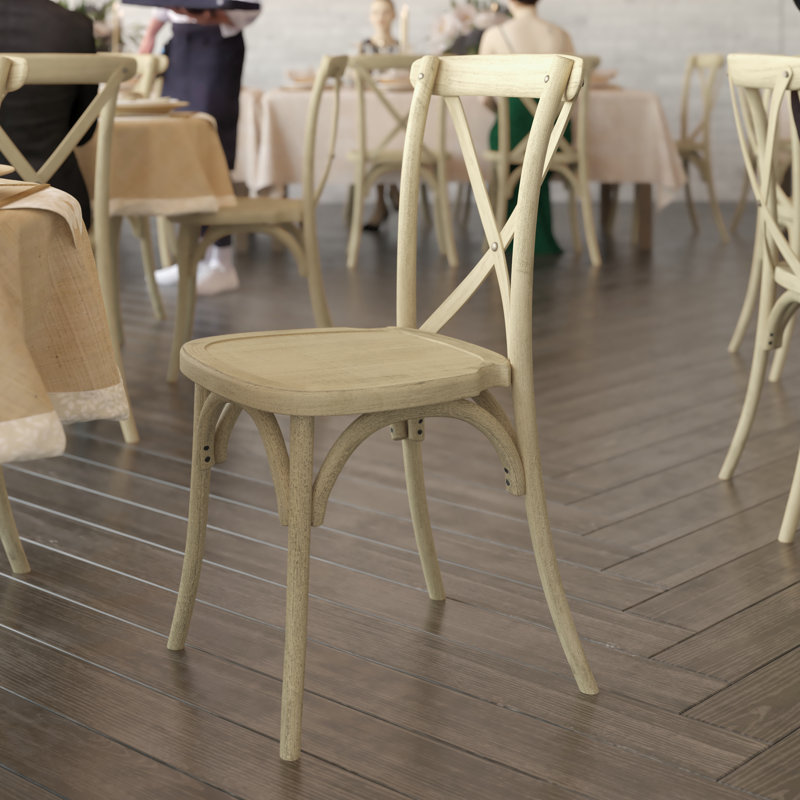 Statice Indoor And Outdoor Commercial Grade Wood Look Resin Cross Back Chair, Natural