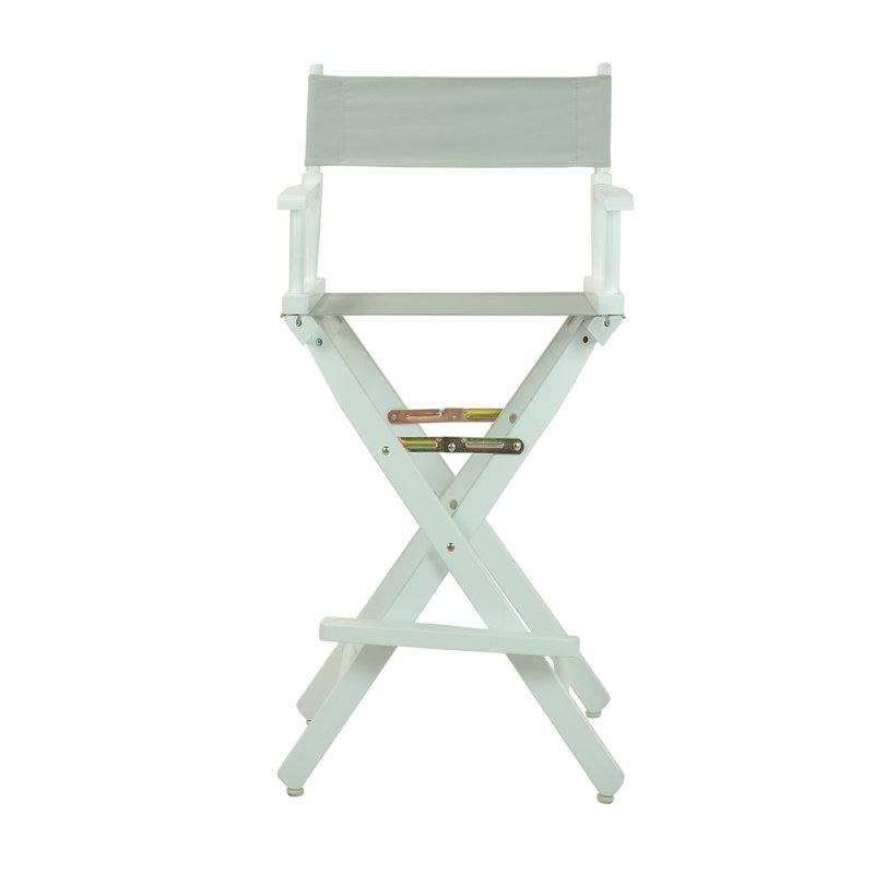 30" Folding Director Chair with Canvas, Gray, White