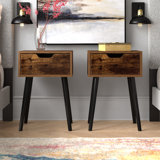 Livingston 1 - Drawer Mid-Century Industrial Nightstand for Bedroom