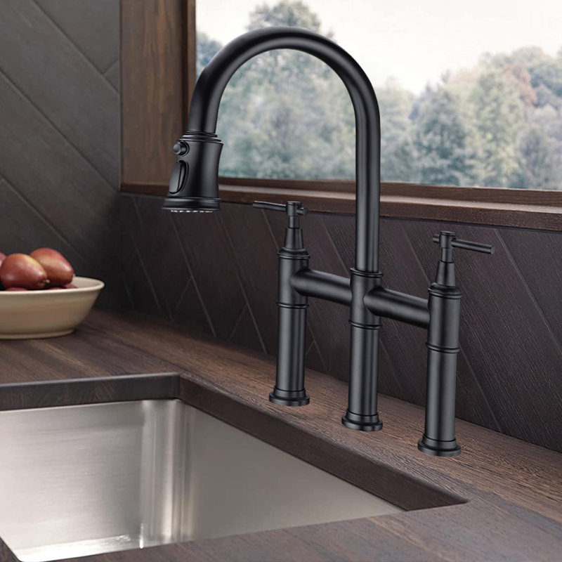 Robinet pont rétractable avec accessoires Werfy, Noir mat