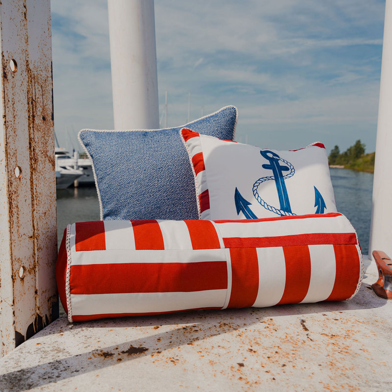 Downwind Woven Decorative Pillow In Denim, Blue, Square 22"