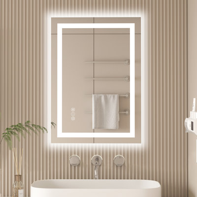 Dokes Frameless Anti-Fog LED Lighted Dimmable Wall Mounted Bathroom Vanity Mirror