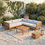 Ensemble de conversation modulaire en bois d'acacia et osier avec coussins et table-133225041