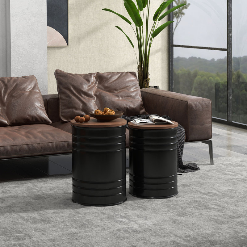 Nesting Storage Ottomans Set of 2 with Lids, Hidden Space