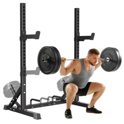 Heavy Duty Squat Rack Stand, Half Power Rack with Barbell Holders for Garage Workouts