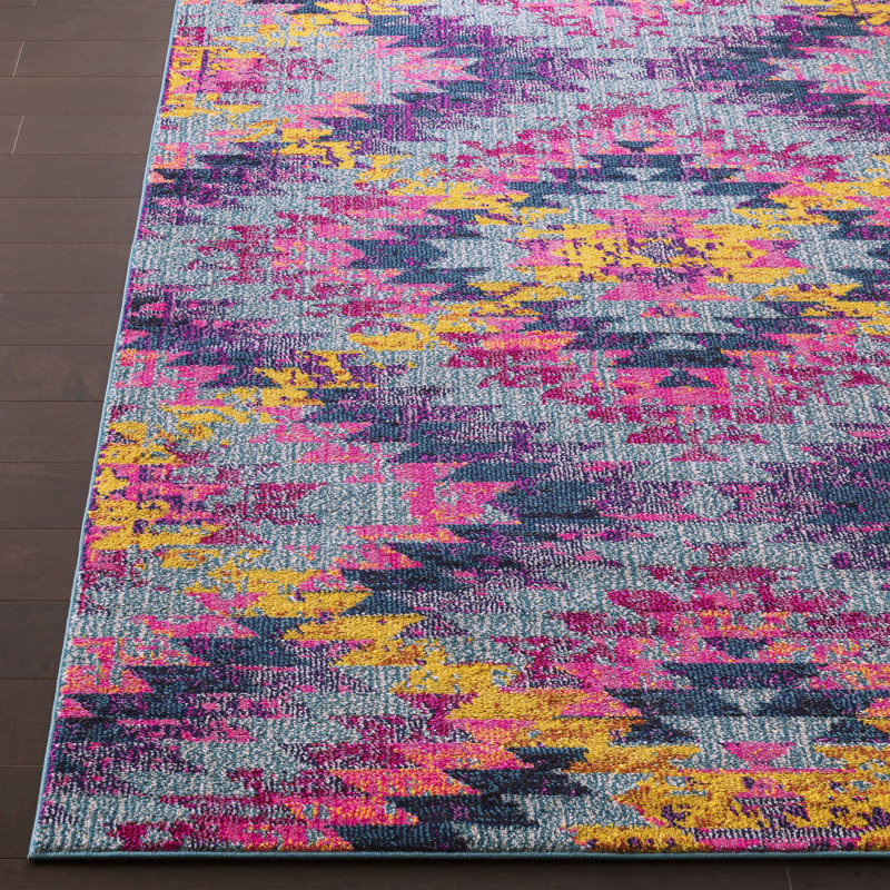 Nichole Chevron and Geometric Indoor Rug, Rectangle 2' x 3'