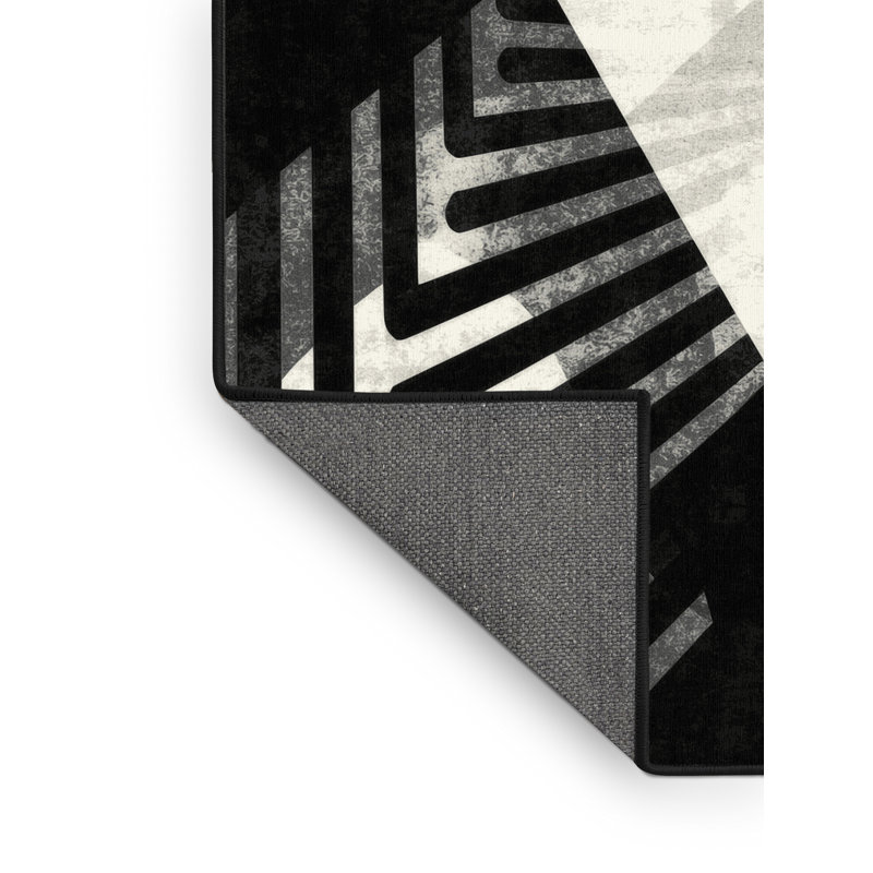 Soft Plush Forbell Studio Lights Modern Geometric Area Rug in Gray – Black Binding, 2x3