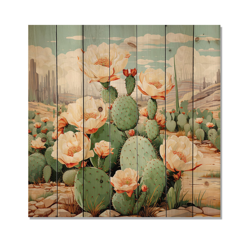 Cloots - art mural floral sur bois de pin naturel, H 25 po x l 25 po