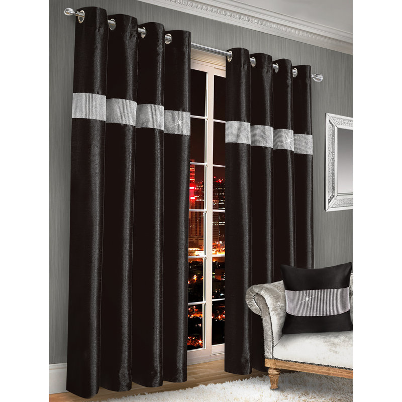 Aavash Curtain, 46cm Width x 54cm Drop, Black