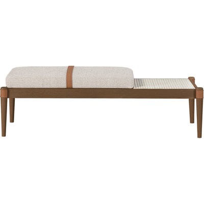 Nara Beige Linen Textured Fabric Upholstered Bench