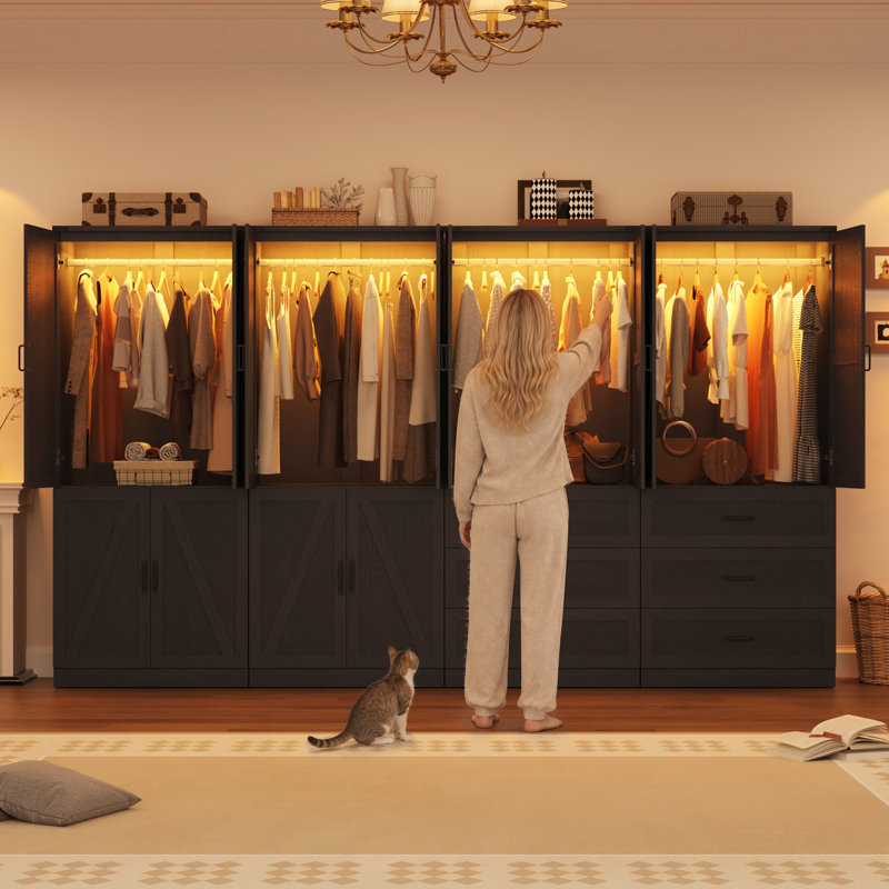 Armoire-penderie à porte en verre Farmhouse, 2 Doors, Noir