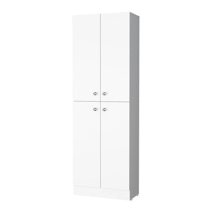 Garde-manger blanc avec 5 tablettes polyvalentes et 4 portes pour la cuisine, Blanc
