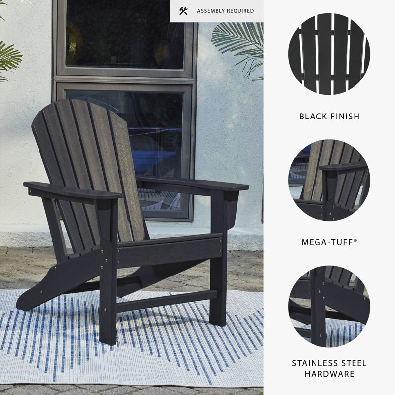 Emory Foldable Outdoor Adirondack Chair, Black