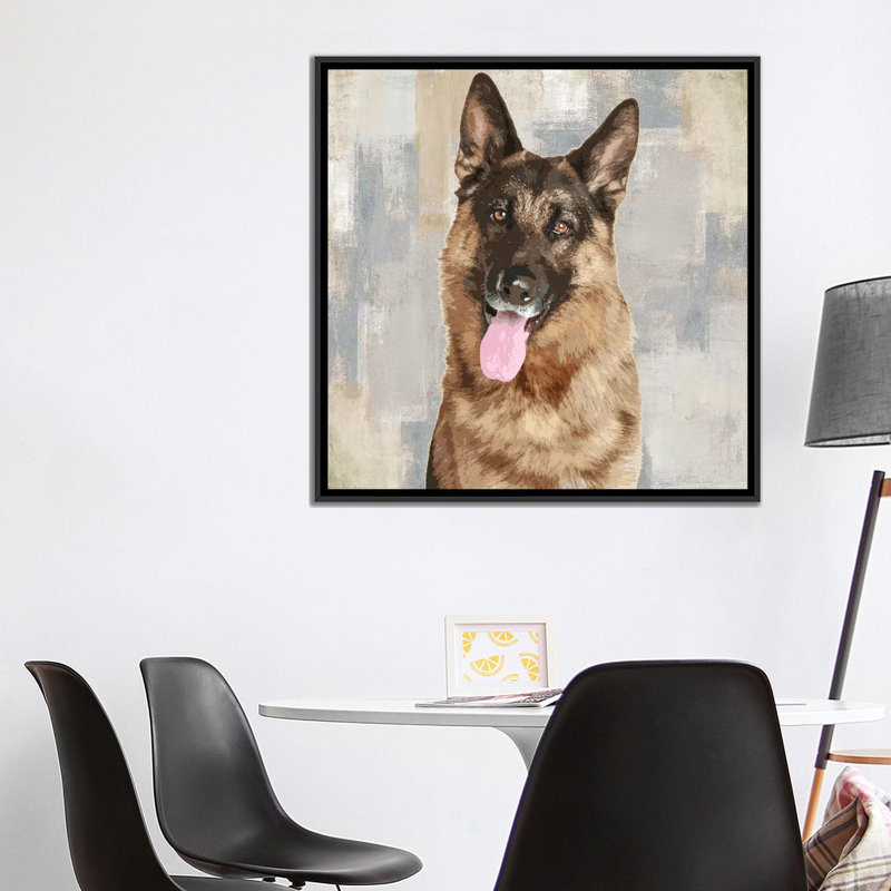 «German Shepherd», impression sur toile, H 18 po x l 18 po x P 1,5 po, Toile avec cadre noir, Pas de tapis
