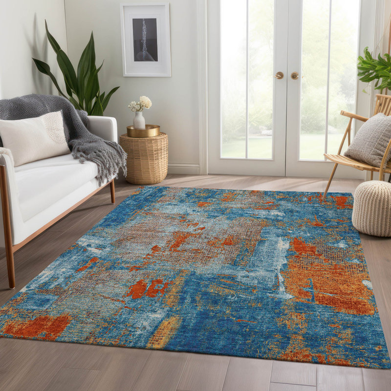 Tapis abstrait lavable à la machine de qualité supérieure AMF989, Rectangle 10 pi x 14 pi