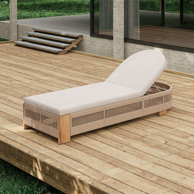 Chaise longue d'extérieur, chaise de piscine avec dossier réglable et coussin