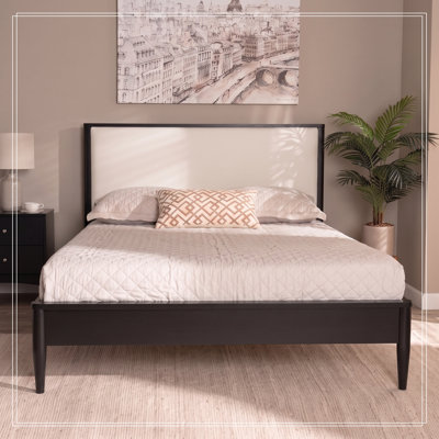 Queen Size Wood Randwick Frame with Boucle Upholstered Headboard