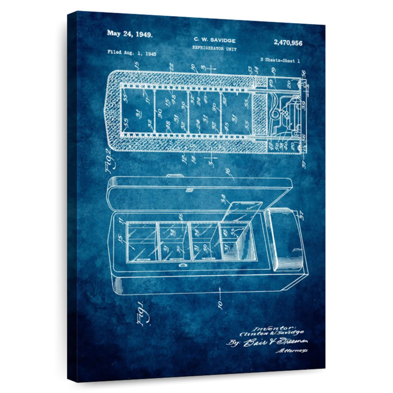 Refrigerator Unit Blue Patent, 30" H x 20" W