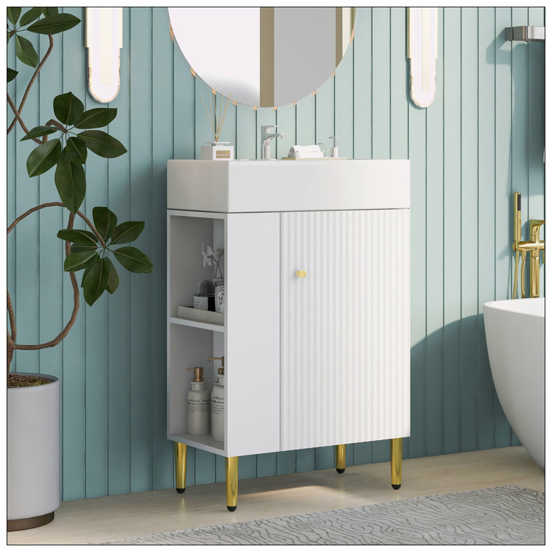 Ensemble de meuble-lavabo simple 21,60 po avec plateau en céramique Estiben