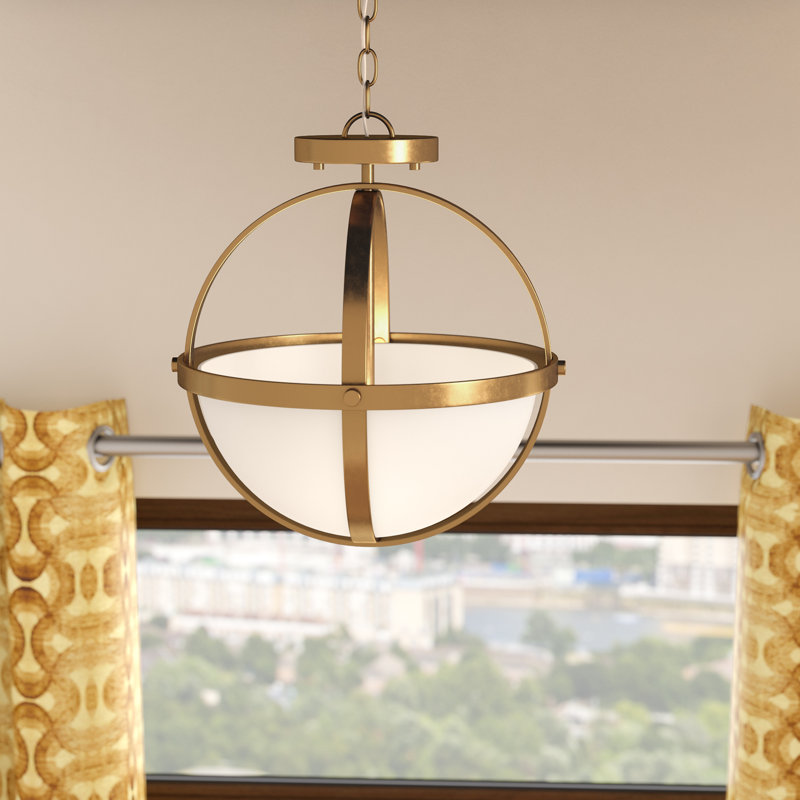 Luminaire suspendu sphérique à 2 lumières Balsamo, Bronze satiné