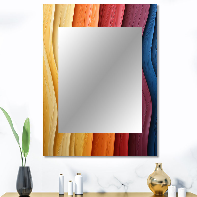 Ashanti au trône, vague multicolore - miroir de formes abstraites, miroir mural décoratif moderne, impression d'art en métal