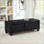 Repose-pieds avec rangement capitonné en similicuir 48 po - noir-129894687-129894690
