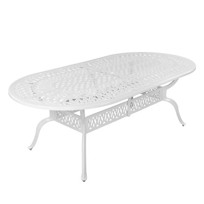 Oval Metal Outdoor Dining Table With Umbrella Hole , 84'' in. W 44'' in. D