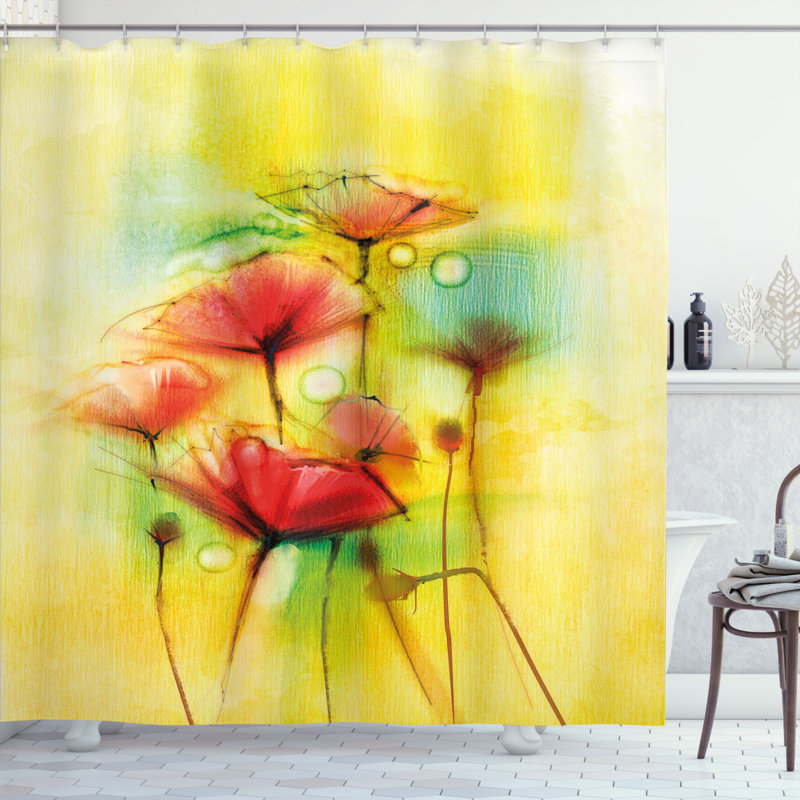 Rideau de douche simple à motif fleurs Norte, l 69 po x H 84 po