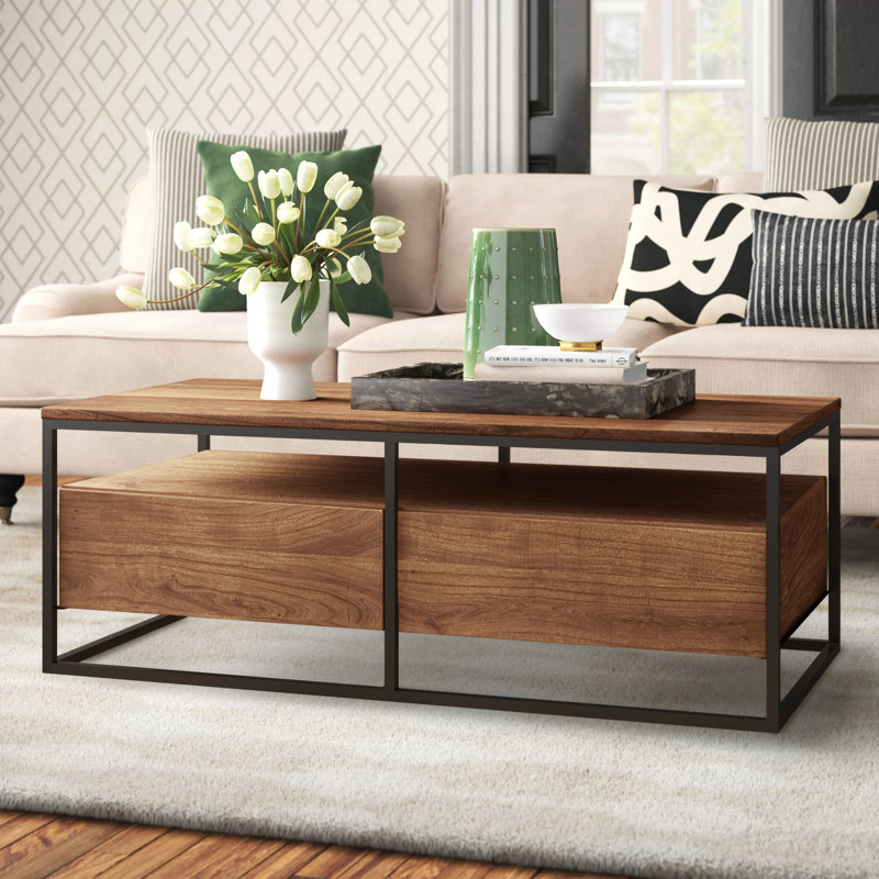 Paulette Solid Wood Frame Coffee Table with Storage