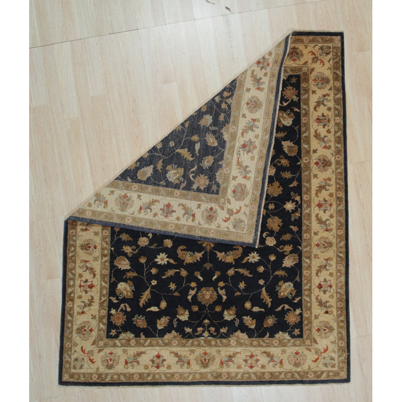 Navy Hand Knotted Wool Traditional Oriental Area Rug