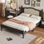 Grand lit plateforme en bois avec tête de lit attrayante - Allure de chambre à coucher, noir intrigant