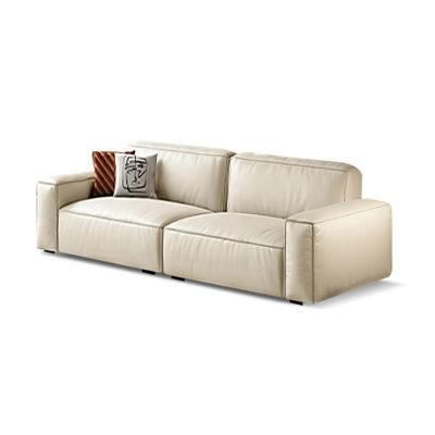 Beige Genuine Leather Modular Sofa cushion Loveseat