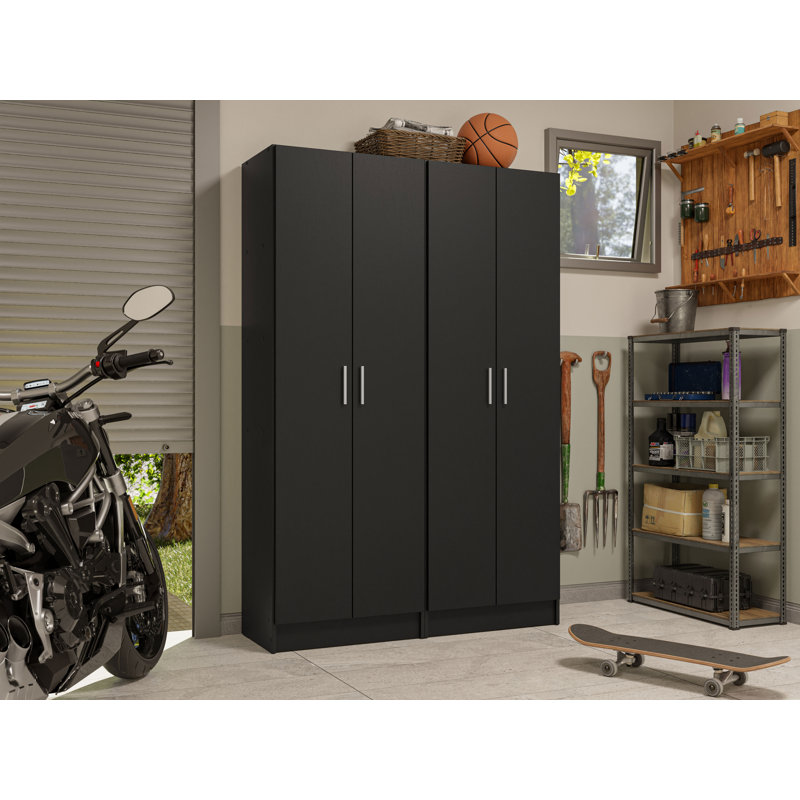 Armoire de rangement en bois Hokku Designs, Noir, noir, noir, noir