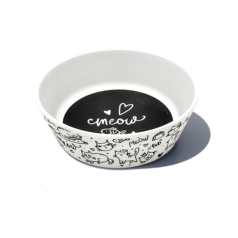 Black & White Meow, petit bol, 1,5 tasse, ensemble de 2