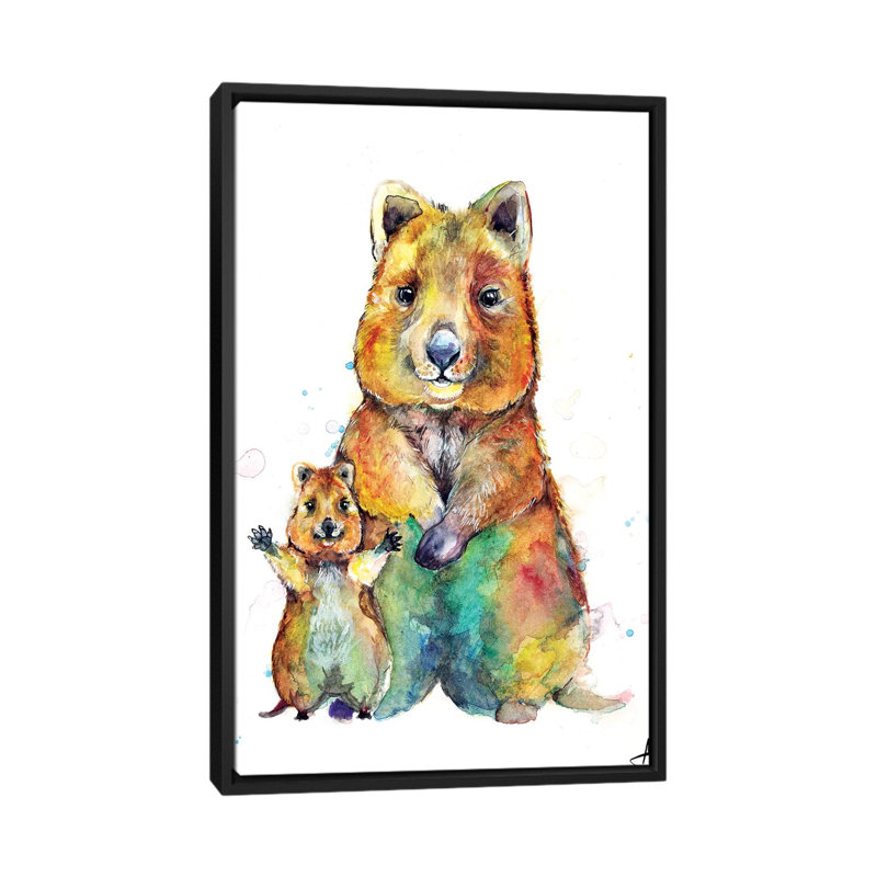 Art encadré pour enfants Qwazy Quokkas, H 60 po x l 40po x P 1,5 po, Toile avec cadre noir