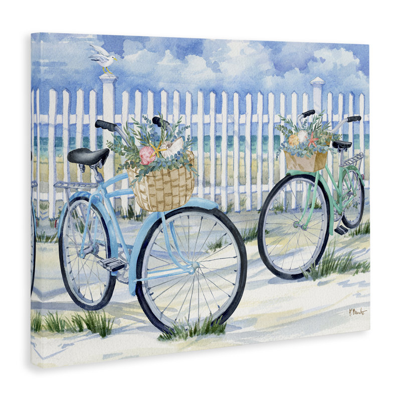  «Bicyclcles at Beach Fence» par Paul Brent, H 16 po x l 20 po