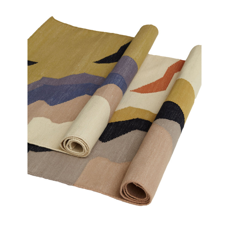 Rectangle Agate Abstract Flatweave Cotton Area Rug in Beige, Rectangle 9' x 12'