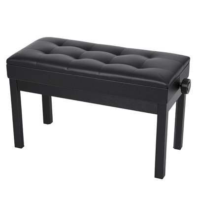 Banc de piano à hauteur réglable avec rangement, tabouret de piano duo en bois massif, coussin d'assise rembourré imperméable, banc multifonctionnel pour piano, coiffeuse, salon, chambre