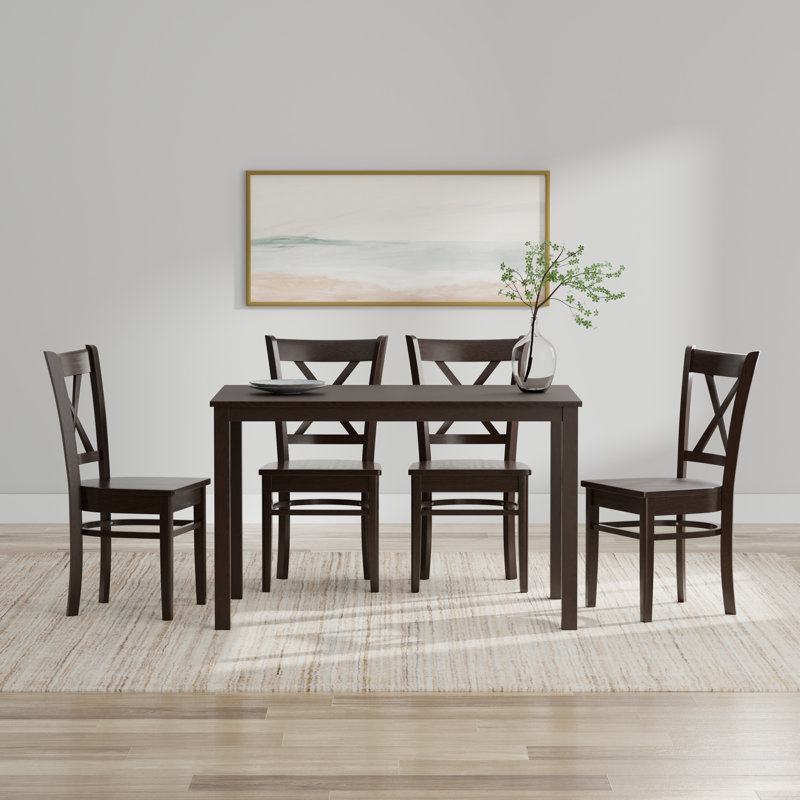 Ensemble repas pour 6 personnes Trabelsi, Noyer foncé, Noyer foncé, Ensemble repas 5 pièces