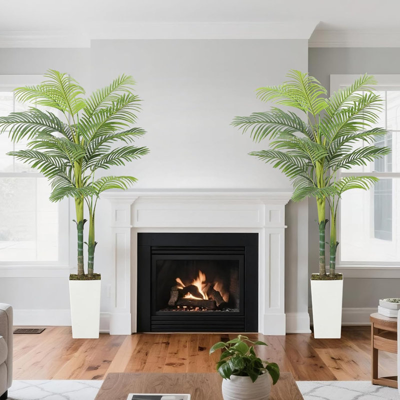 Palmier artificiel 5/6 pi avec pot de fleurs, plante artificielle réaliste pour la décoration intérieure / extérieure, base lestée