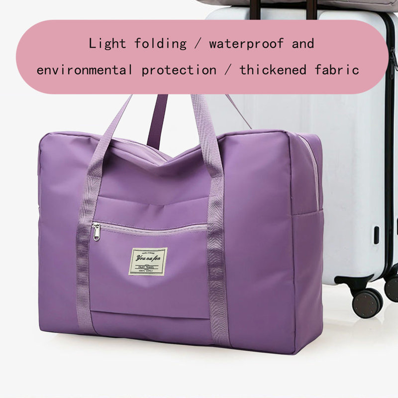 Sac fourre-tout de voyage pliable pour le voyage, 11.81" H x 7.48" W x 0.39" D, Mauve