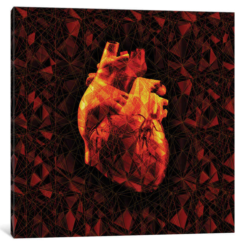 « geometric cardiaque », impression sur toile tendue, H 18 po x l 18 po x P 1,5 po