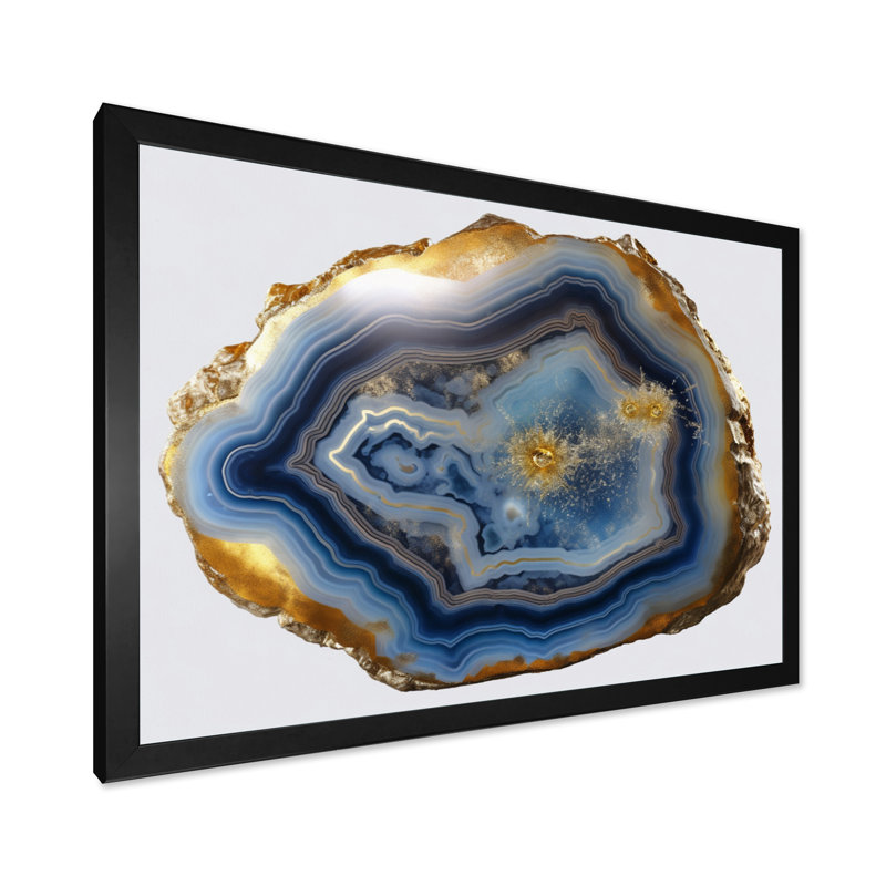 Geode Gems II - impression sur toile Geode Stone, H 12 po x l 20 po x P 1 po, Cadre simple noir