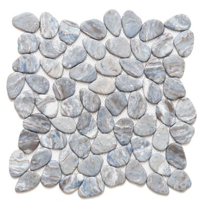 Recycled Cenote Pebble 13" x 13" Glass Mosaic Tile